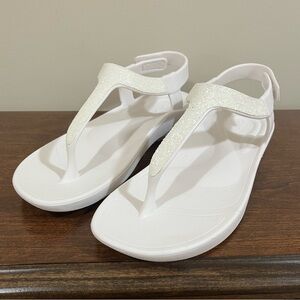 Aetrex White Sparkle EVA Arch-Support Thong Sandal Size 9